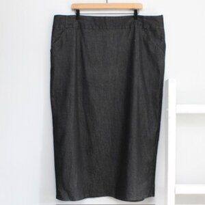 CATO Women's Black Denim Straight Midi Skirt Size 22W